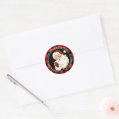 Sticker Rond Winking Classic Santa Claus Buffalo Cadre Plaid (Enveloppe)