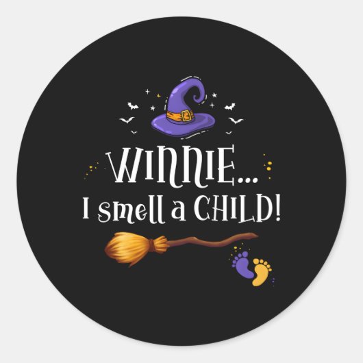 Sticker Rond Winnie Je Sens Un Enfant Halloween Grossesse Annou (Devant)