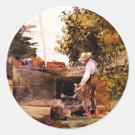 Sticker Rond Winslow Homer peinture, Au puits (Devant)