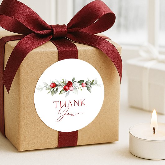 Sticker Rond Winter Berry Thank You