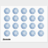 Sticker Rond Winter Blue Snowflake Joyeux Noël Compagnie (Feuille)