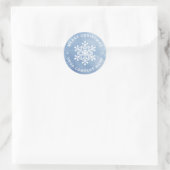 Sticker Rond Winter Blue Snowflake Joyeux Noël Compagnie (Sac)
