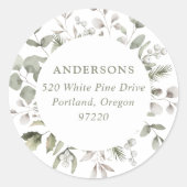 Sticker Rond Winter Foliing and Snowberries Adresse de retour (Devant)