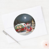 Sticker Rond Winter French Bulldog Caravan Christmas Adventure (Enveloppe)