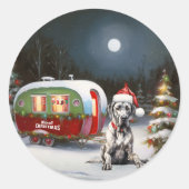 Sticker Rond Winter Great Dane Caravan Christmas Adventure (Devant)