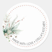 Sticker Rond Winter Greenery Blank Homemade Jar Canning (Devant)