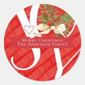 Sticker Rond Winter Greens Red Joy Noël Holiday (Devant)