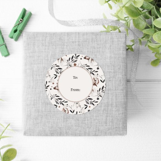 Sticker Rond Winter Nature Faune Noël nordique