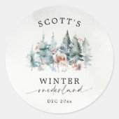 Sticker Rond Winter ONEderland Forest Animals 1st Birthday (Devant)