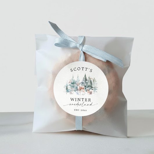 Sticker Rond Winter ONEderland Forest Animals 1st Birthday