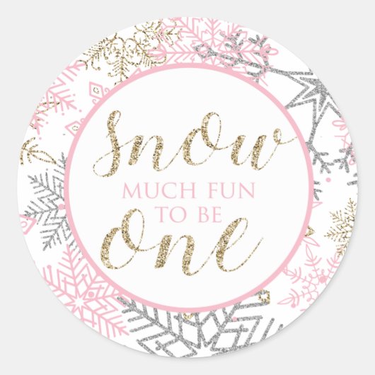 Sticker Rond Winter Onederland Neige beaucoup amusant pour être (Devant)