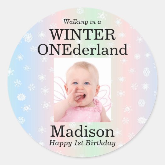 Sticker Rond Winter Onederland Photo Feu de neige (Devant)