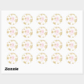 Sticker Rond Winter Onederland Pink Gold Snowflake 1er annivers (Feuille)
