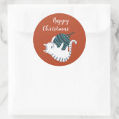 Sticker Rond Winter Party Christmas Toy Cat Gift (Sac)