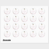 Sticker Rond Winter Pastel Pink Snowflake Sleigh Your Message (Feuille)