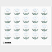 Sticker Rond Winter Pine Snow in Love Snowflakes Bridal Shower (Feuille)