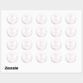Sticker Rond Winter Pink Snowflake Sleigh Baby Shower Thank You (Feuille)