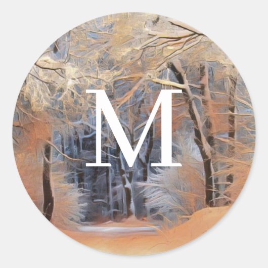 Sticker Rond Winter scenery with snowed trees watercolor  (Devant)