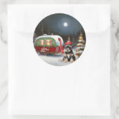 Sticker Rond Winter Schnauzer Caravan Christmas Adventure (Sac)