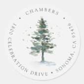 Sticker Rond Winter Splendor Christmas Tree Retour Adresse (Devant)