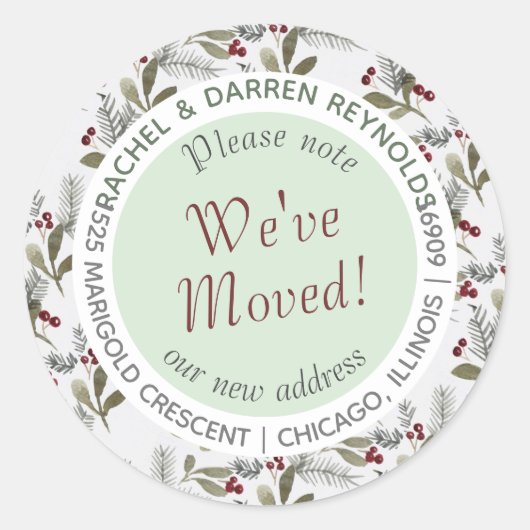 Sticker Rond Winter We've Moved Address Envelope Seal (20) (Devant)