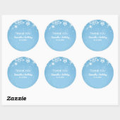 Sticker Rond Winter Wonderland Blue Snowflake Thank You (Feuille)