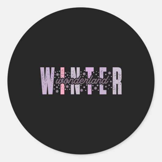Sticker Rond Winter Wonderland Festive Tygraphy Art (Devant)