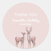 Sticker Rond Winter Wonderland Merci | Rose et cerf (Devant)