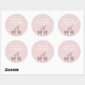 Sticker Rond Winter Wonderland Merci | Rose et cerf (Feuille)