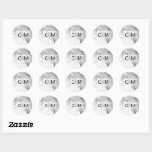Sticker Rond Winter Wonderland Neige Mariage Initiales SEAL (Feuille)