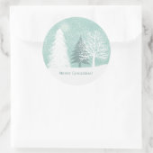 Sticker Rond Winter Wonderland, sapins des neiges Noël (Sac)