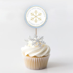 Sticker Rond Winter Wonderland Snowflake Baby shower