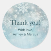 Sticker Rond Winter Wonderland Snowflake Mariage Merci (Devant)