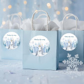 Sticker Rond Winter Wonderland Unicorn Thank You