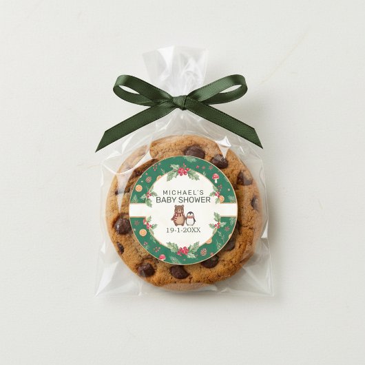 Sticker Rond Winter Woodland Baby Shower