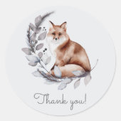 Sticker Rond Winter Woodland Fox Baby shower de script moderne (Devant)
