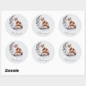 Sticker Rond Winter Woodland Fox Baby shower de script moderne (Feuille)
