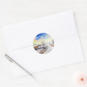 Sticker Rond Wintery Lane Watercolor (Enveloppe)
