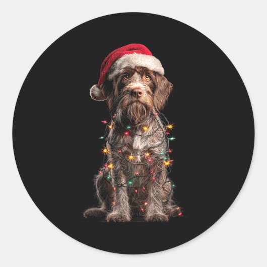 Sticker Rond Wirehaired Inting Griffon Christmas Graphics Dog L (Devant)