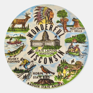 Sticker Rond Wisconsin merveilleux