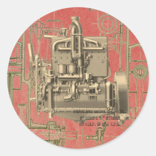 Sticker Rond Wisconsin Moteur Milwaukee Wisconsin Moteur à gaz