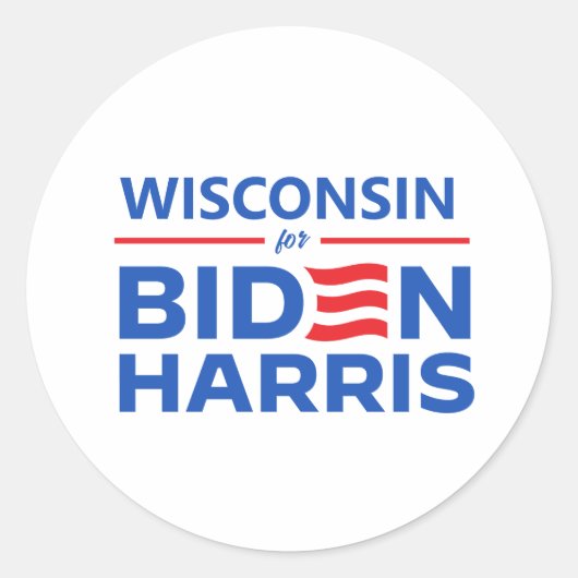 Sticker Rond Wisconsin pour Biden Harris (Devant)