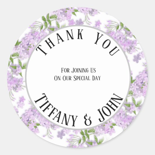 Sticker Rond Wisteria Mariage Merci (Devant)