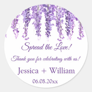 Sticker Rond Wisteria Purple Floral Bride et Mariage de chambre