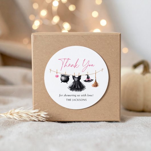 Sticker Rond Witch Halloween Baby Shower