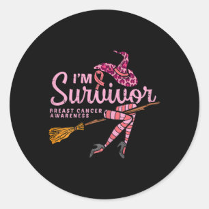 Sticker Rond Witch Im A Survivor Halloween Cancer du Sein