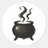 Sticker Rond Witch’s Brew – Minimalist Halloween Cauldron on  (Devant)