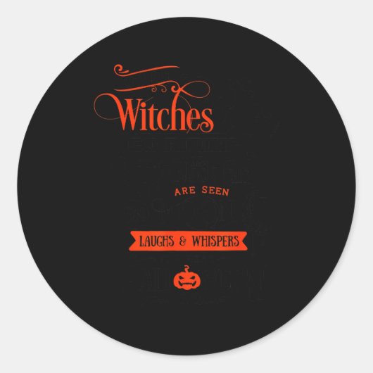Sticker Rond Witches, Black Cats, And Moon Halloween (Devant)