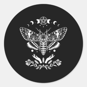Sticker Rond Witching esthétique Mystic Death Hawk Moth Wiccan