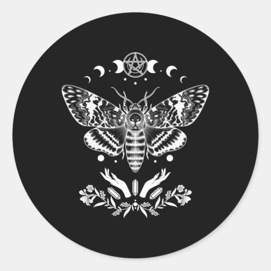 Sticker Rond Witching esthétique Mystic Death Hawk Moth Wiccan  (Devant)